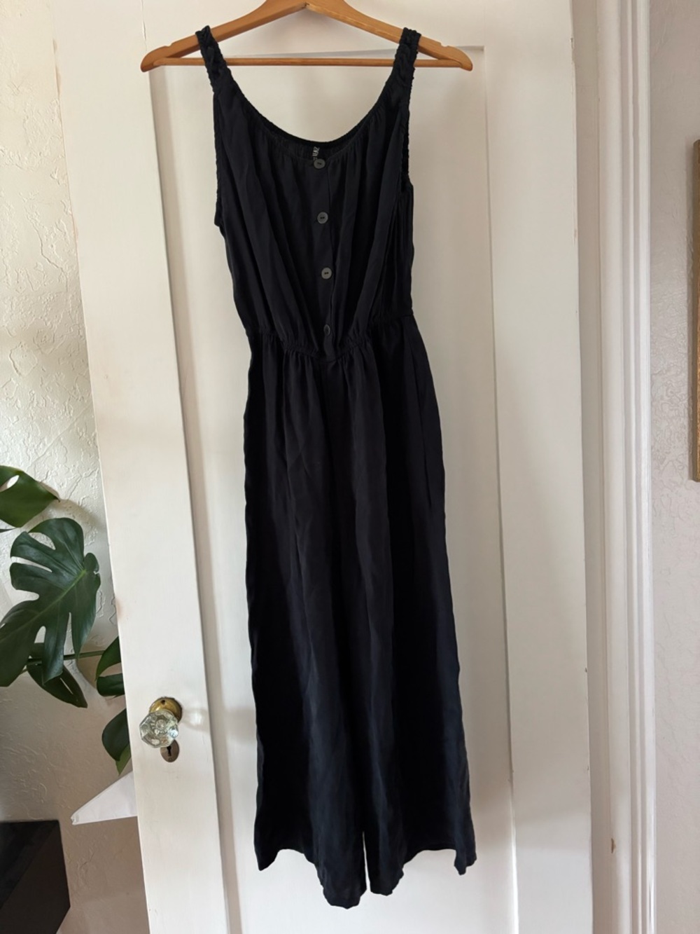Zara Black Sleeveless Button-Front Wide Leg Jumper